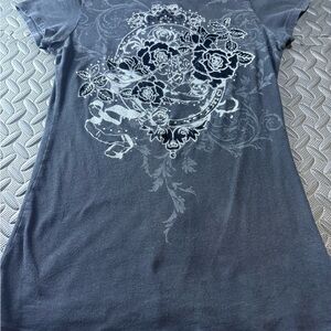 South Pole Gray Floral Graphic Women's Tee